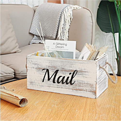 Caja De Soporte De Correo De Madera Horezer, Mostrador Decor