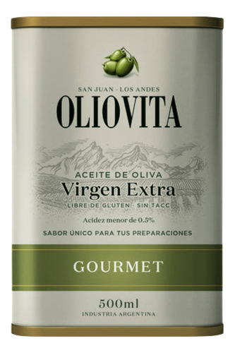 Aceite De Oliva Extra Virgen Gourmet Lata Oliovita 500ml