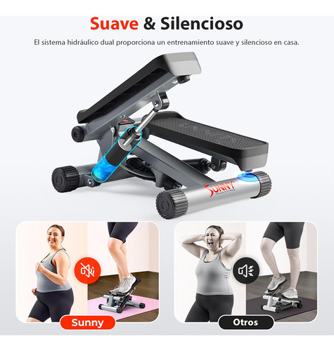 Mini Stepper Escaladora Y Bandas De Resistencia. Sunny Healt Negro