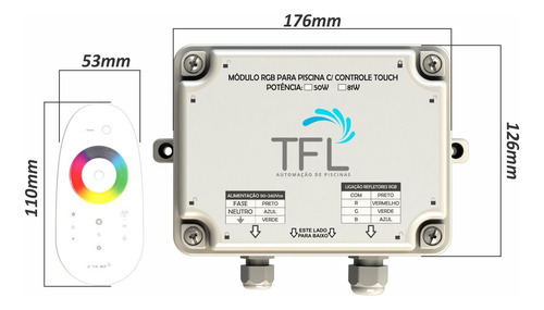Kit Iluminação Piscina - Contr Touch + 2 Leds 18w Tholz