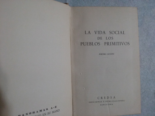 La Vida Social De Los Pueblos Primitivos Pietro Scotti (Usado)
