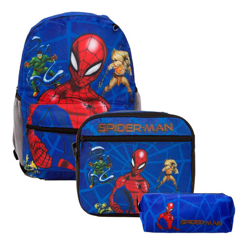 Kit Mochila Masculina Escolar Juvenil Spider Man Costa