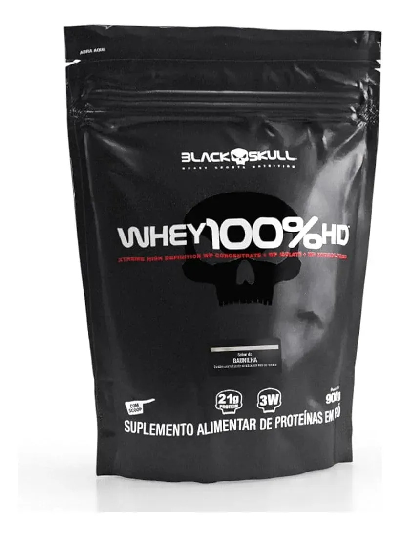Proteína Black Skull Whey 100% HD em pó sabor Baunilha x 900g