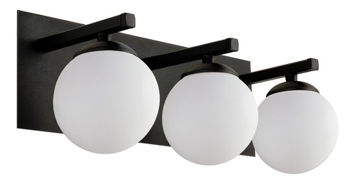 Aplique 3 Luces Elyn Negro Globo Opal Apto Led G9 Deco