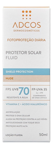 Protetor Solar Fluid Adcos Shield Protection Nude Fps70 50ml