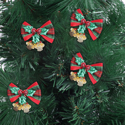 3 X 4 Piezas De Decoración Colgante De Lazo Tartán Verde