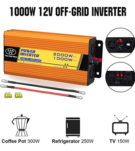 Eco-worthy Inversor De Corriente 12v Dc 110v Ac 1000 Watts