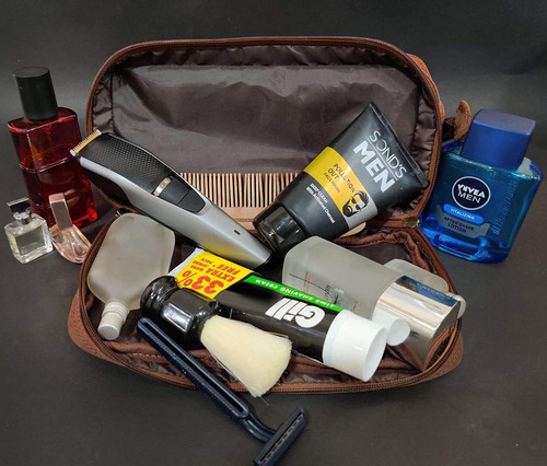 Cosmético Del Recorrido Bolso De Cuero Genuino - Kit De Higi