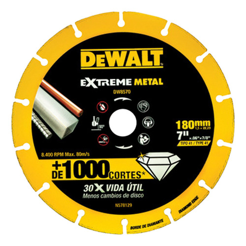 Disco Abrasivo 7' Corte Diamantado Dewalt Dw8570
