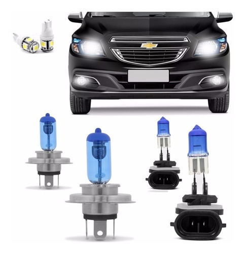 Kit Lâmpadas Onix 2013 2014 2015 2016 Super Brancas Farol H4 60/55w Milha H27 881 27w - Techone 8500k 12v Inmetro