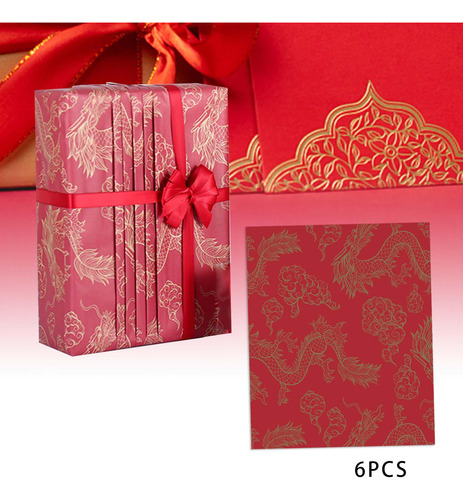 6 Uds Papel De Regalo De Año Nuevo Chino Papel De Regalo
