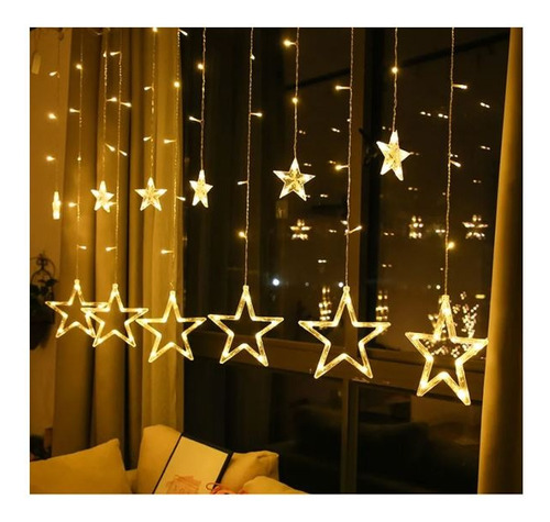 Cortina Luces Led Navideñas Estrella 3.5m X 0.80m