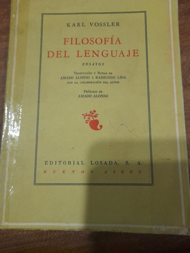 Filosofía Del Lenguaje, De Karl Vossler