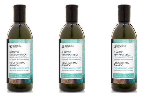 Shampoo Detox Sin Sulfatos - Botanika (350 Ml) X3 Unidades