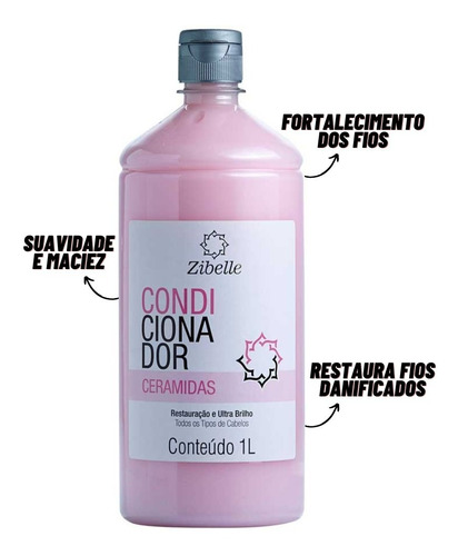 Kit Shampoo + Condi Ceramidas 1l Zibelle Maciez E Suavidade