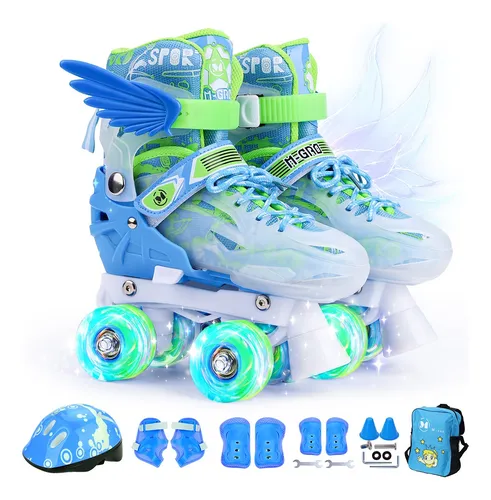 Patines Ajustables 4 Ruedas Polinesios Con Luces Eo Safe Imports  Multicolor.