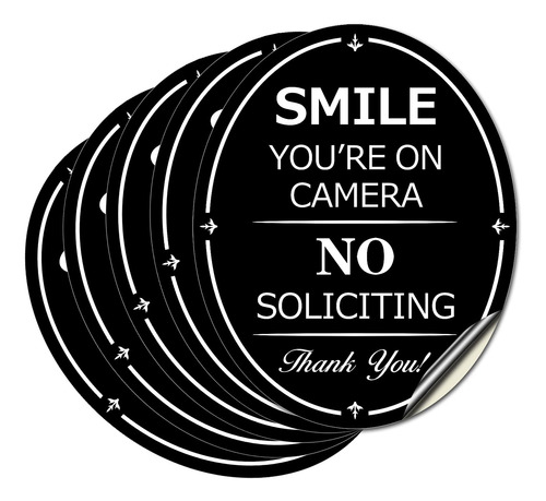 No Solicitando Sign Sticker Para Puerta Casa 5 Señal Smile X