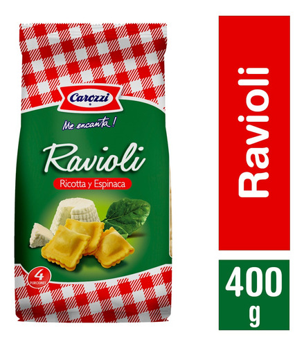 Carozzi Ravioli Pasta Ricota Espinaca 400 Gr