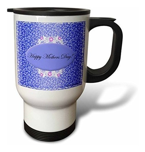 Vaso - 3drose Dark Blue And White Floral Mothers Day Stainle