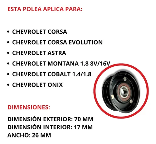 Polea Correa Alternador Chevrolet Onix Corsa Cobalt Astra