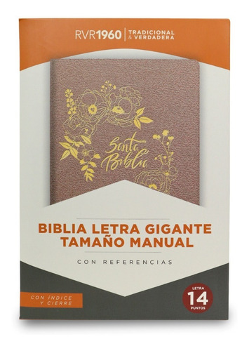 Biblia Rvr1960 Letra Gigante Manual Simil Piel Rosa Perla 