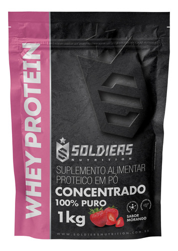 Whey Protein Concentrado 1Kg Sabor Morango Soldiers Nutrition