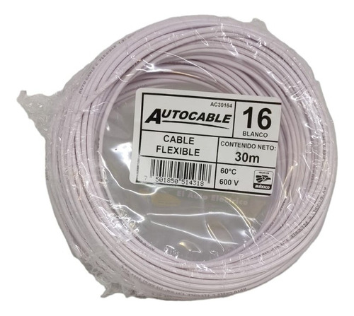 Cable Plastico Calibre 16 Automotriz Rollo 30 Metros Colores