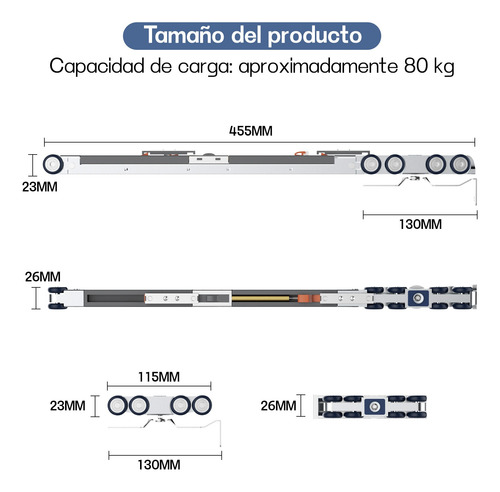 Kit Riel Corredera Granero Para Colgar 1puerta Soportado80kg