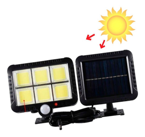 Reflector Solar Led 6 Cob Con Sensor Movimiento Y Control