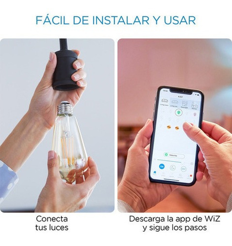Imagen 4 de 9 de Foco Led Inteligente Wifi Wiz Filamento Edison 6.9w E27