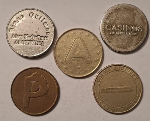 Lote 19. Fichas Casino X 5 Incluye Bingo Quilmes. (Usado)