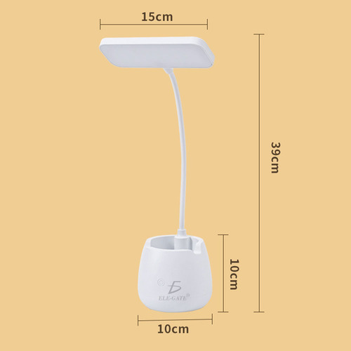 Lámpara Plegable Escritorio Estudio Porta Lápices Carga Usb Estructura Blanco