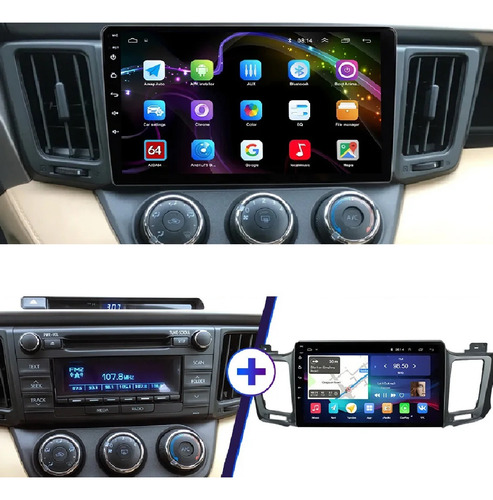 Central Multimídia Android Toyota Rav4 2013-19 8/core 10p 4g