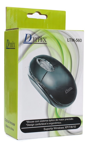 Mouse Fio Usb Óptico Led Azul 1000 Dpi Pc Ltm-560
