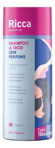 Shampoo A Seco Sem Perfume Ricca - 150ml - Vegano