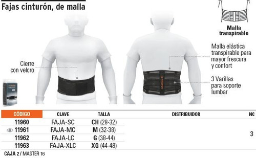 Faja Cinturon De Malla Chica Truper 11960