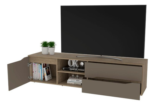 Mesa Para Tv Yeko, Cocoa, Para Tv Hasta 60'' Puerta Abatible