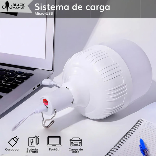 Set 6 Focos Portátil Multiuso Led Ahorrador Recargable 80w