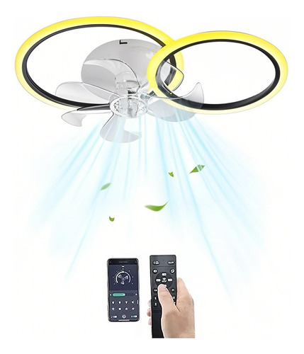 Ventilador De Techo 5 Aspa Luz Dimmable Con Control Remoto