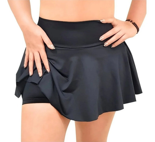 Short Saia Fitness Feminino Tapa Bum Bum Cós Alto Academia 