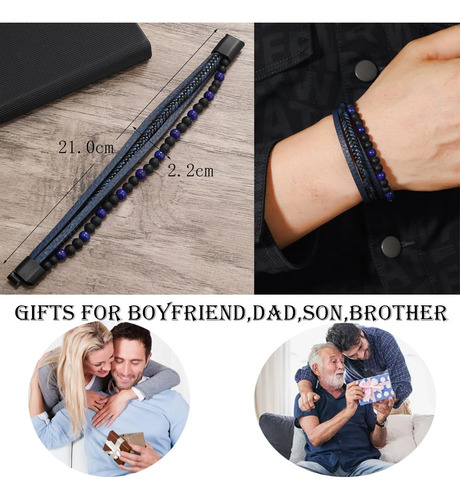 Pulsera De Lapislázuli Hombre Pulsera De Brazalete De ...