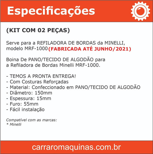Imagem 2 de 9 de Boina / Polidor Refiladora Minelli Mrf-1000 Marcenaria (2pc)