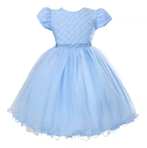 Vestido Azul Luxo Princesa Cinderela Frozen Alice 1 A 3