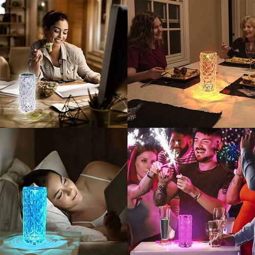 Lámpara Mesa Noche Led Rgb Recargable Touch Remote Control Blanco