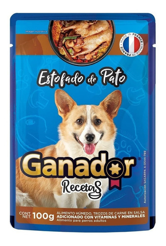 Alimento Ganador Super Premium Caja  Húmedo Ganador Recetas Delicias De Pavo X22u para perro adulto sabor estofado de pato en sobre de 100g