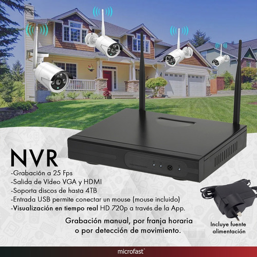 Imagen 7 de 10 de Kit Seguridad Sinovision Wifi Dvr/nvr Inalámbrico 4 Camaras