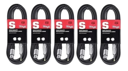 Pack X 5 Cable Canon-plug 6 Metros Stagg Smc6xp P/ Micrófono