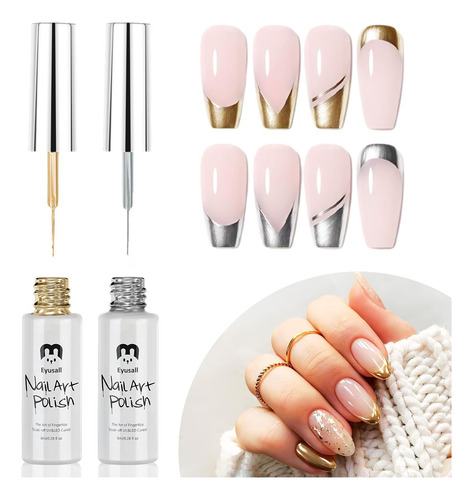 Esmalte De Uñas De Gel Metálico, Juego De 2 Esmaltes De Uñas