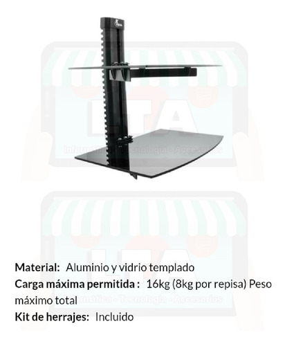 Imagen 4 de 10 de Soporte Doble Estante Canaleras Dvd Consolas Garantía X Vida