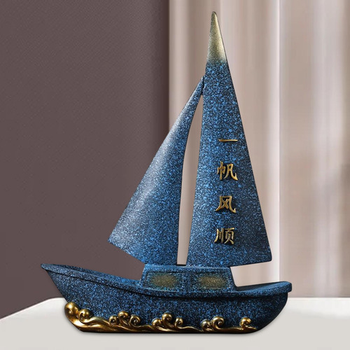 Sailing Ship Statue Feng Shui Decoration Table Figurine